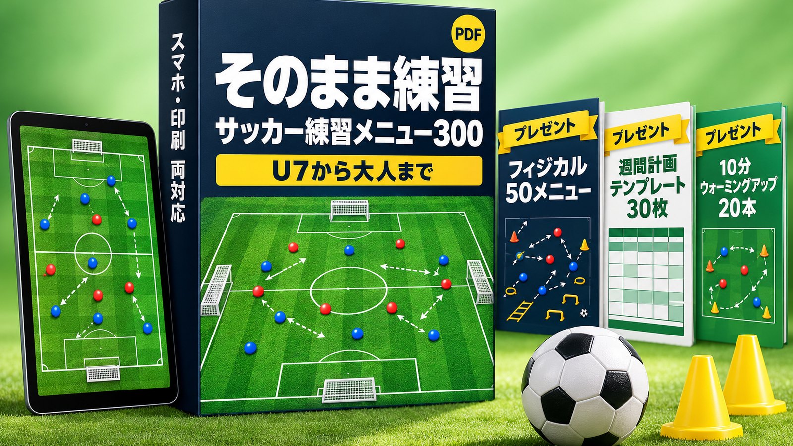 そのまま練習 – サッカー練習メニュー300回分とプレゼント3つ(PDF)